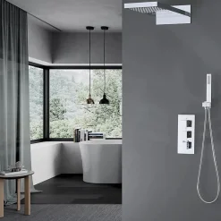 Silla Global Silla Élégant Colonne de Douche Thermostatique en Laiton Encastrée, Ensemble de Douche Mécanique, Chrome