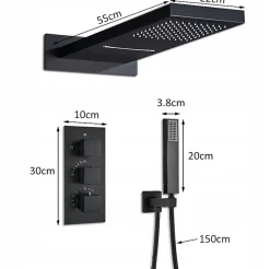 Silla Global Silla Élégant Colonne de Douche Thermostatique en Laiton Encastrée, Ensemble de Douche Mécanique, Chrome