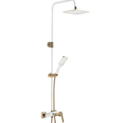 Silla Global Silla Élégant Colonne de Douche avec Mitigeur Réglable en Hauteur Système de Douche, Blanc / Doré* Colonne De Douche Mécanique