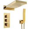 Silla Global Silla Élégant Colonne de Douche Thermostatique en Laiton Encastrée, Ensemble de Douche Mécanique, Doré* Colonne De Douche Encastrable