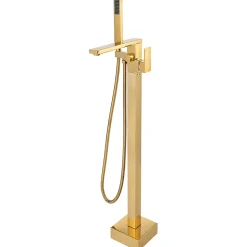 Silla Global Silla élégant Robinet de Baignoire sur pied avec inverseur et bec rotatif avec douchette et flexible, Doré* Robinet De Baignoire