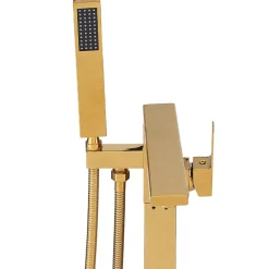 Silla Global Silla élégant Robinet de Baignoire sur pied avec inverseur et bec rotatif avec douchette et flexible, Doré* Robinet De Baignoire
