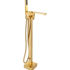 Silla Global Silla élégant Robinet de Baignoire sur pied avec inverseur et bec rotatif avec douchette et flexible, Doré* Robinet De Baignoire