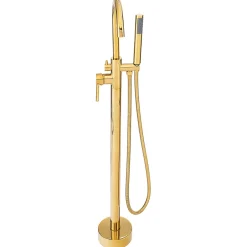Silla Global Silla élégant Robinet de Baignoire sur pied avec inverseur et bec rotatif avec douchette et flexible, Doré