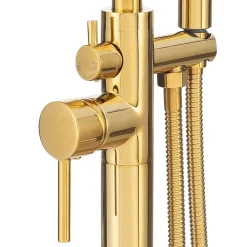 Silla Global Silla élégant Robinet de Baignoire sur pied avec inverseur et bec rotatif avec douchette et flexible, Doré