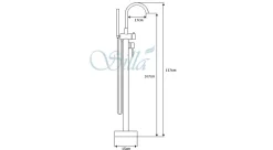 Silla Global Silla élégant Robinet de Baignoire sur pied avec inverseur et bec rotatif avec douchette et flexible, Chrome* Robinet De Baignoire