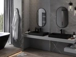 Silla Global SILLA Miroir mural ovale, 80 x 45 cm, cadre noir