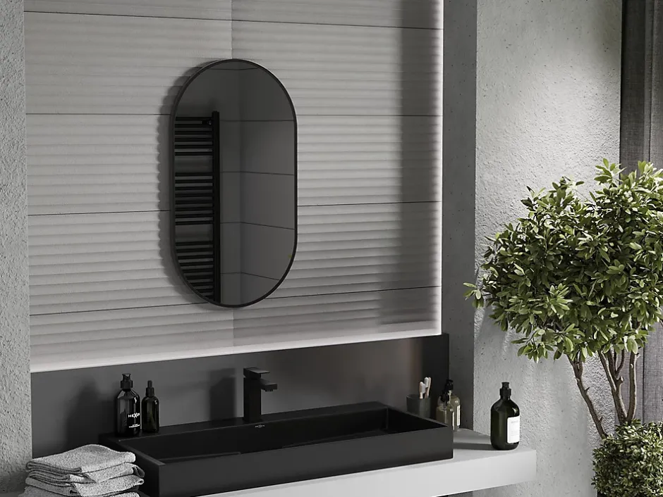 Silla Global SILLA Miroir mural ovale, 80 x 45 cm, cadre noir