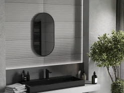 Silla Global SILLA Miroir mural ovale, 75 x 40 cm, cadre noir
