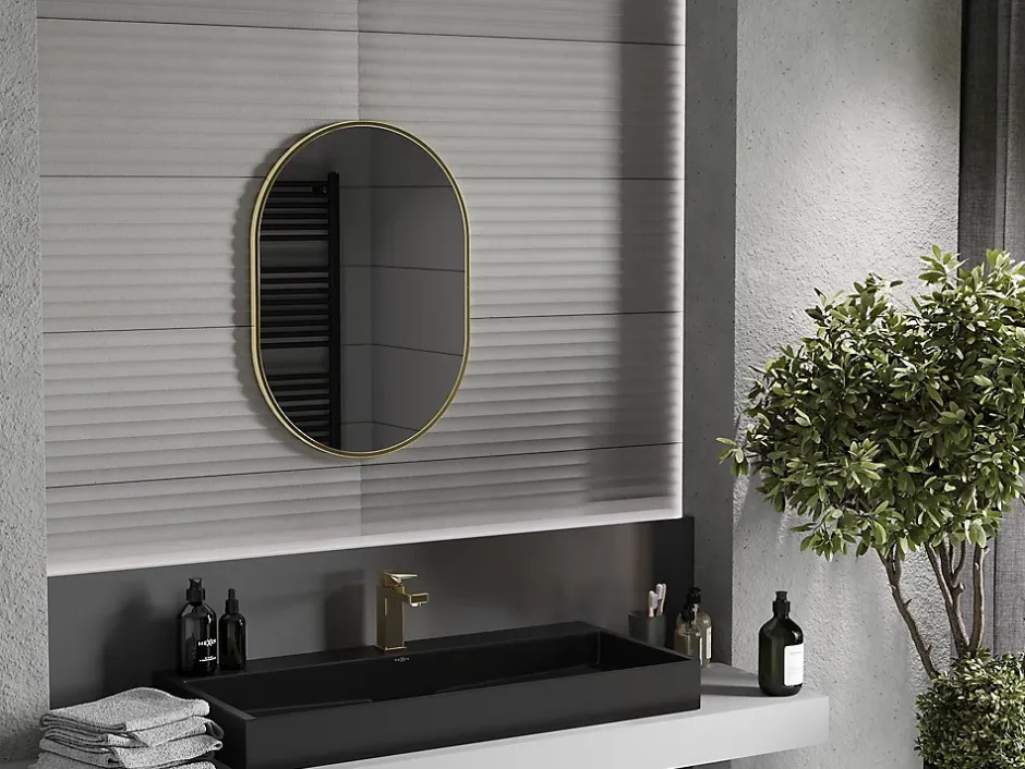 Silla Global SILLA Miroir mural ovale, 70 x 50 cm, cadre doré