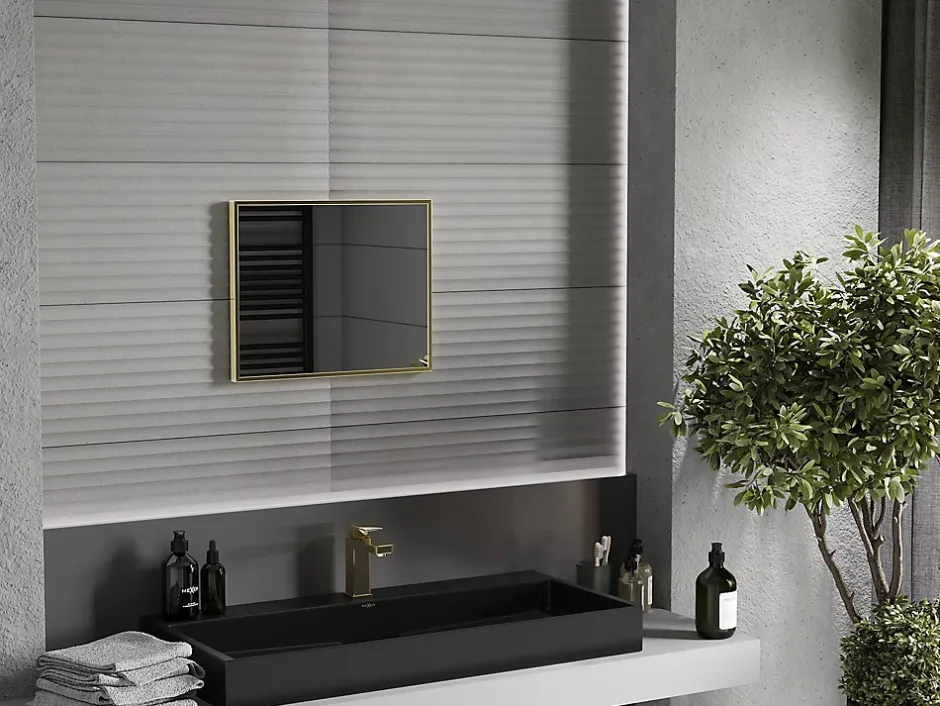 Silla Global SILLA Miroir mural rectangulaire, 50 x 40 cm, cadre doré* Miroir Grossissant