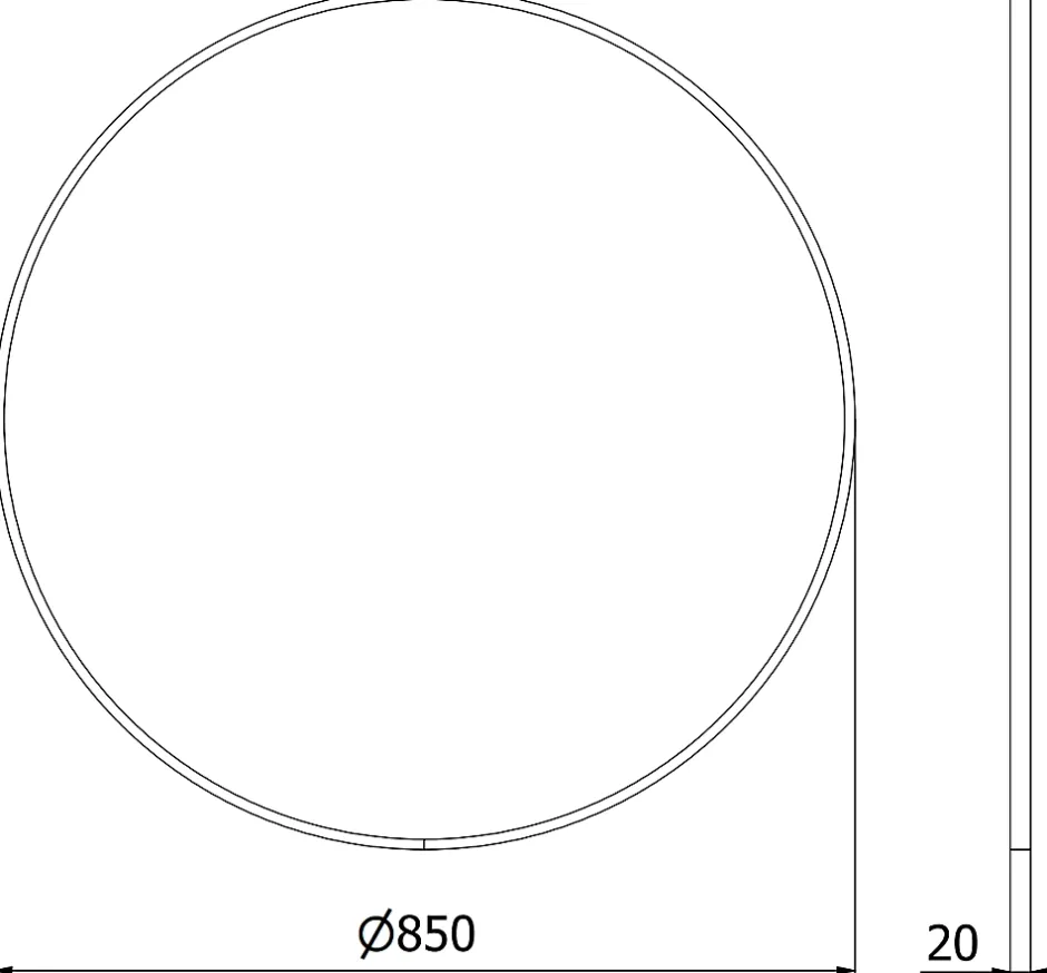 Silla Global SILLA Miroir mural rond, 85 cm, cadre noir