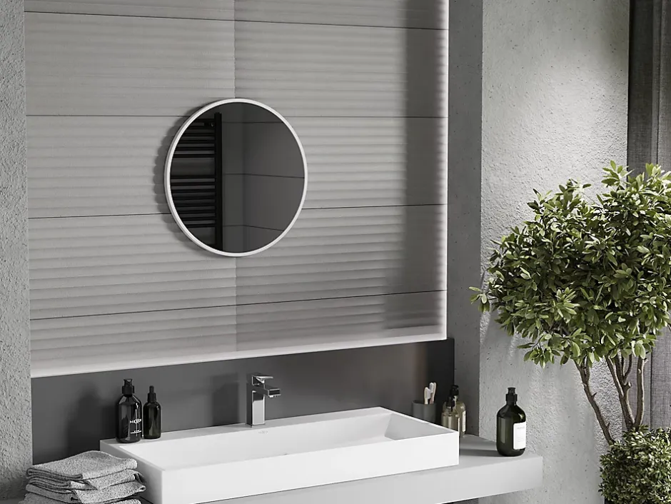 Silla Global SILLA Miroir mural rond, 30 cm, cadre blanc