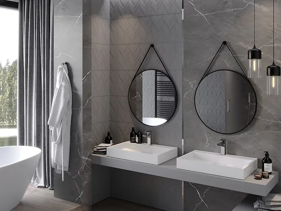 Silla Global SILLA Miroir mural rond, 70 cm, cadre noir* Miroir Grossissant