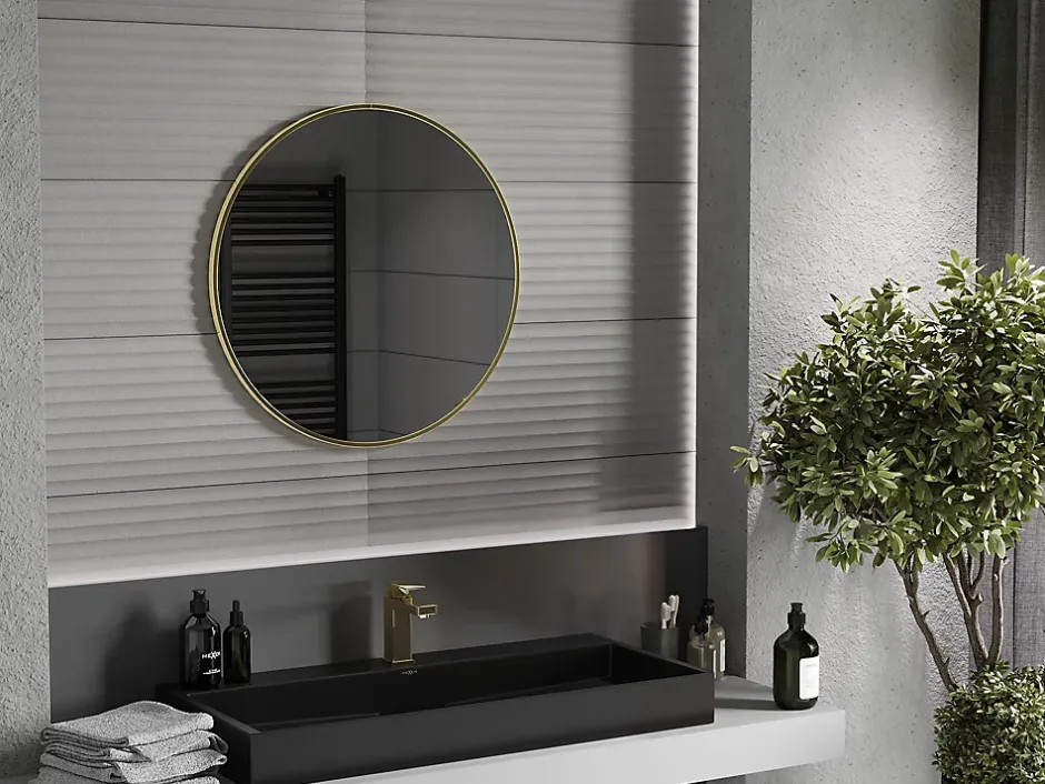 Silla Global SILLA Miroir mural rond, 75 cm, cadre doré* Miroir Grossissant