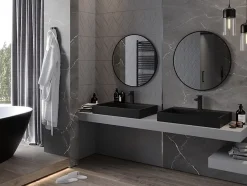 Silla Global SILLA Miroir mural rond, 70 cm, cadre noir