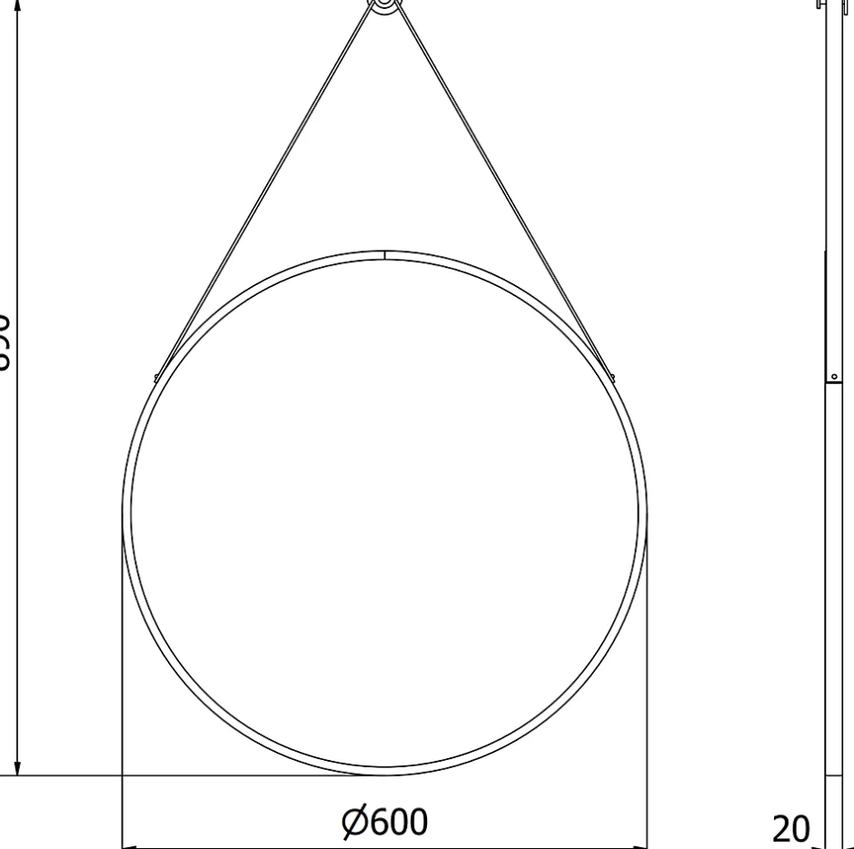 Silla Global SILLA Miroir mural rond, 60 cm, cadre noir