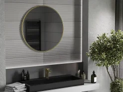 Silla Global SILLA Miroir mural rond, 85 cm, cadre doré* Miroir Grossissant
