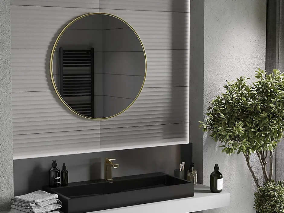 Silla Global SILLA Miroir mural rond, 85 cm, cadre doré* Miroir Grossissant