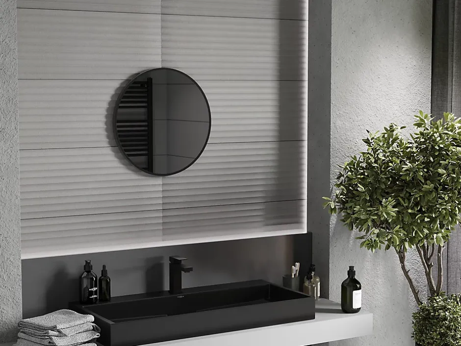 Silla Global SILLA Miroir mural rond, 40 cm, cadre noir