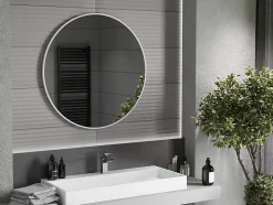 Silla Global SILLA Miroir mural rond, 90 cm, cadre noir blanc