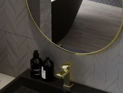 Silla Global SILLA Miroir mural rond, 80 cm, cadre doré