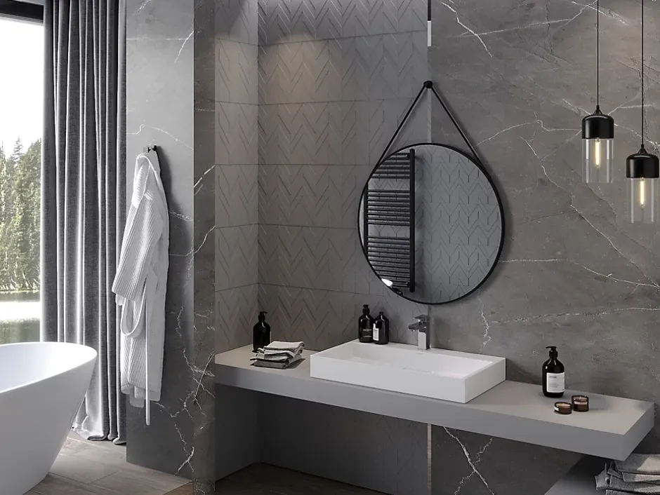 Silla Global SILLA Miroir mural rond, 80 cm, cadre noir