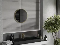 Silla Global SILLA Miroir mural rond, 35 cm, cadre doré