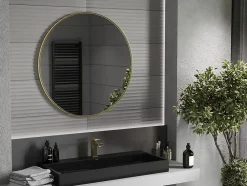 Silla Global SILLA Miroir mural rond, 90 cm, cadre doré* Miroir Grossissant