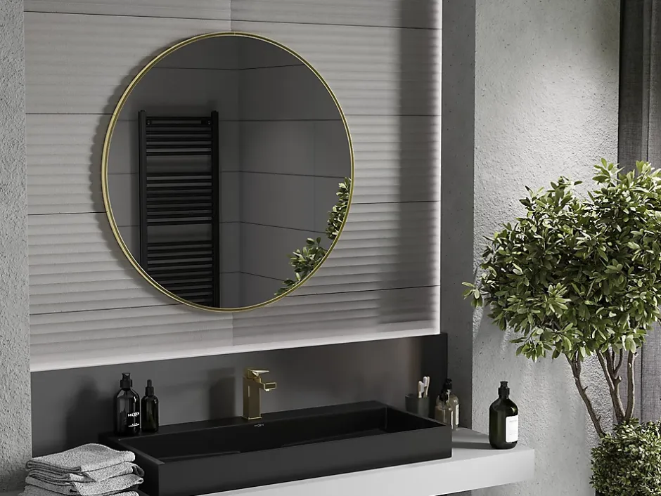 Silla Global SILLA Miroir mural rond, 90 cm, cadre doré* Miroir Grossissant