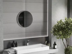 Silla Global SILLA Miroir mural rond, 50 cm, cadre chromé