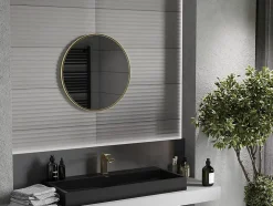 Silla Global SILLA Miroir mural rond, 65 cm, cadre doré