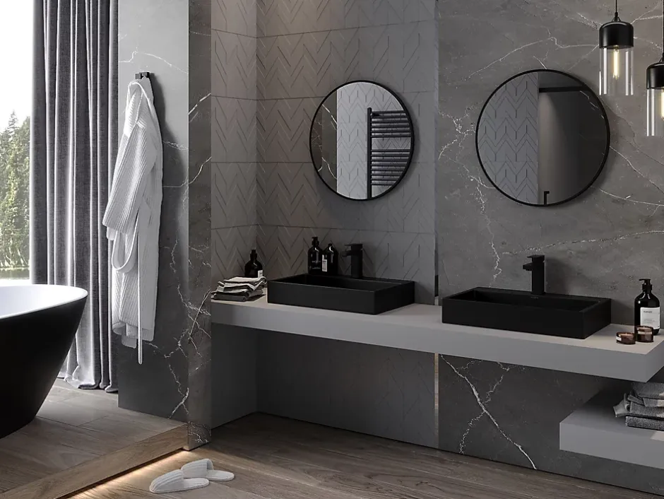 Silla Global SILLA Miroir mural rond, 65 cm, cadre noir