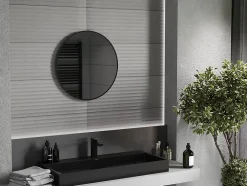 Silla Global SILLA Miroir mural rond, 65 cm, cadre noir