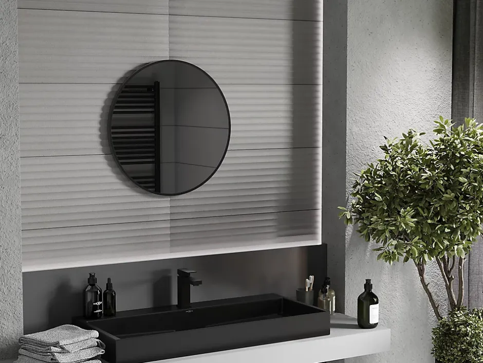 Silla Global SILLA Miroir mural rond, 65 cm, cadre noir