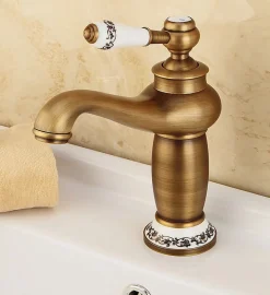 Silla Global SILLA Mitigeur lavabo retro en Laiton, économie d'eau, Vintage doré* Robinet Lavabo Et Vasque