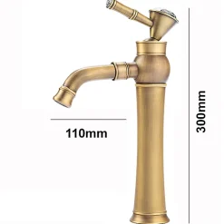Silla Global SILLA Mitigeur lavabo retro bec haut en Laiton, économie d'eau, Vintage doré