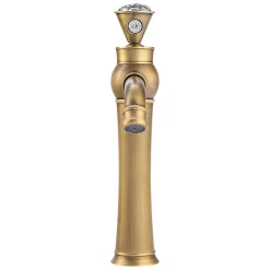 Silla Global SILLA Mitigeur lavabo retro bec haut en Laiton, économie d'eau, Vintage doré