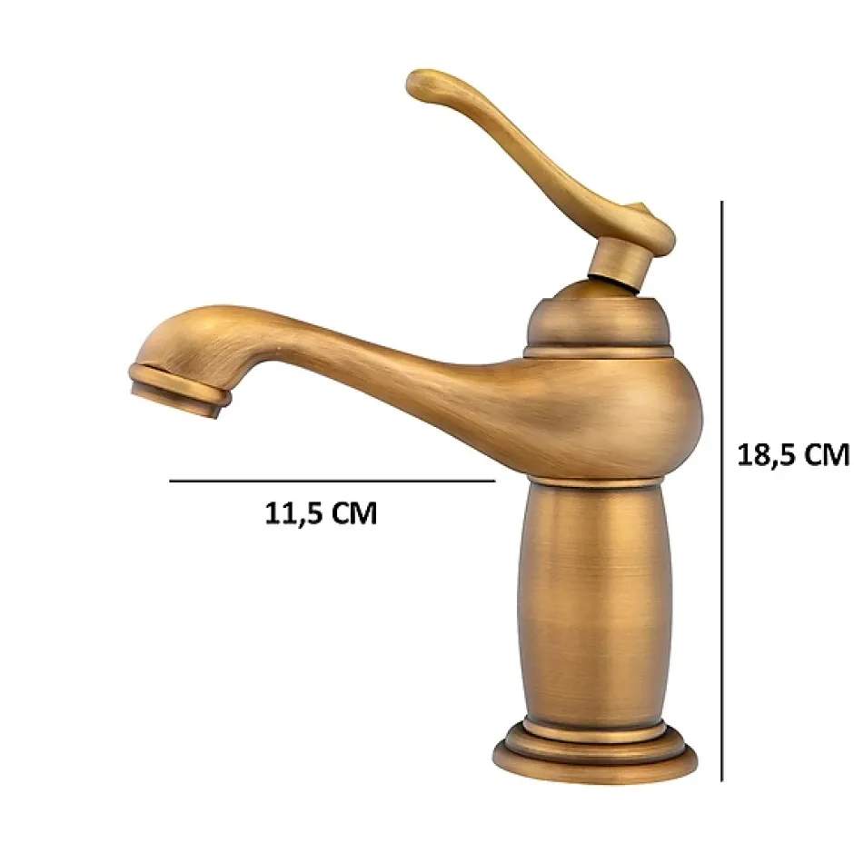 Silla Global SILLA Mitigeur lavabo retro en Laiton, économie d'eau, Vintage doré