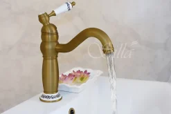Silla Global SILLA Mitigeur lavabo retro en Laiton, économie d'eau, Vintage doré