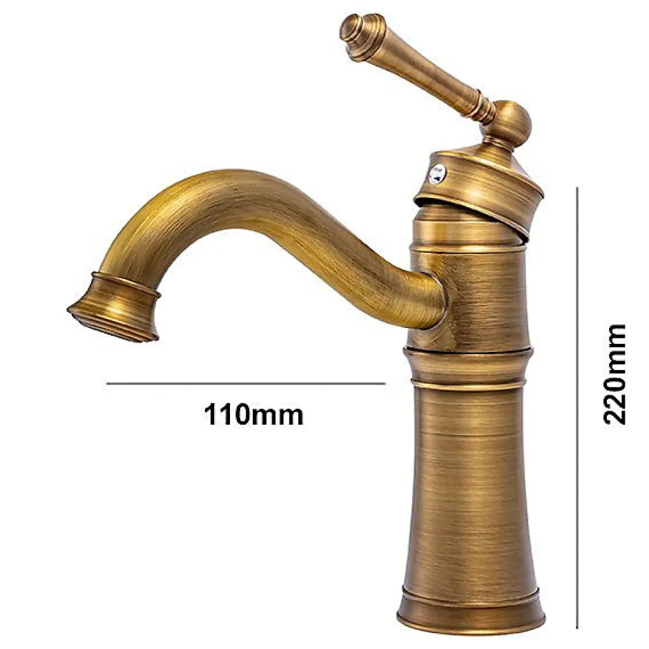 Silla Global SILLA Mitigeur lavabo retro en Laiton, économie d'eau, Vintage doré