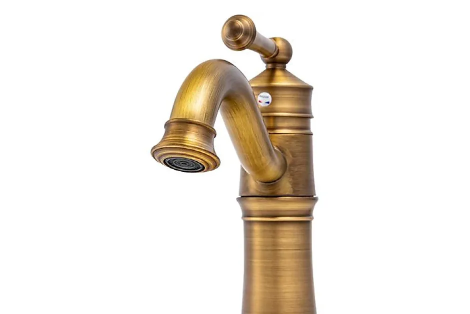 Silla Global SILLA Mitigeur lavabo retro en Laiton, économie d'eau, Vintage doré