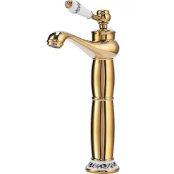 Silla Global SILLA Mitigeur lavabo retro bec haut en Laiton, économie d'eau, Doré* Robinet Lavabo Et Vasque