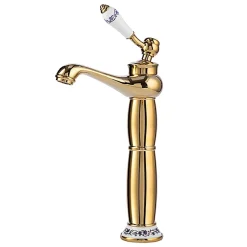 Silla Global SILLA Mitigeur lavabo retro bec haut en Laiton, économie d'eau, Doré* Robinet Lavabo Et Vasque