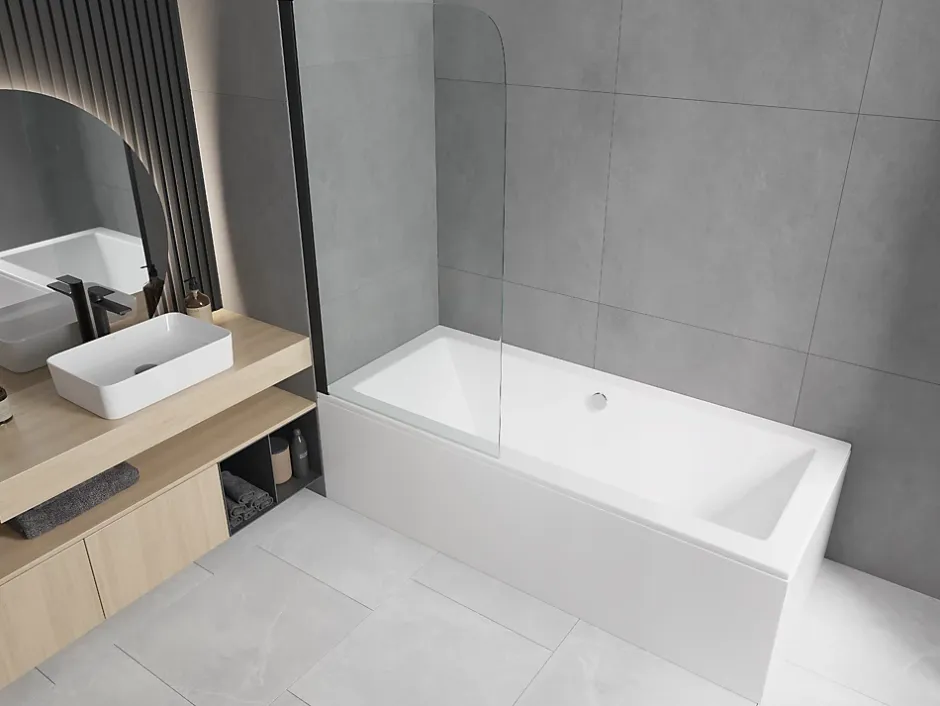 Silla Global Silla Pare-baignoire pivotant, 70x140 cm, Noir