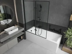 Silla Global Silla Pare-baignoire pivotant, 120x150 cm, Noir* Pare-Baignoire