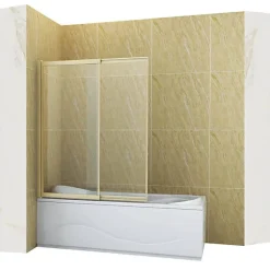 Silla Global Silla Pare-baignoire SPENCER, rabattable, 120x150 CM, Doré brossé* Pare-Baignoire
