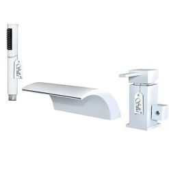 Silla Global Silla Robinet De Baignoire en Laiton sur plage 3 trous, Blanc