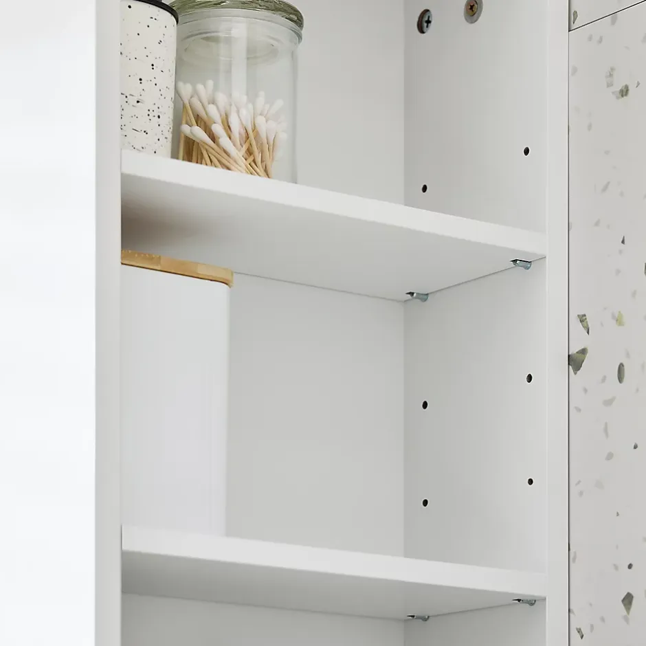 Sobuy Armoire Murale avec Miroir, 1 Porte 3 Compartiments, Étagères Réglables, Blanche