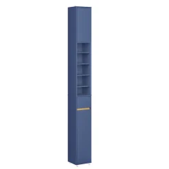 Sobuy Armoire Salle de Bain en MDF Bleue avec Tiroir et Étagères Réglables